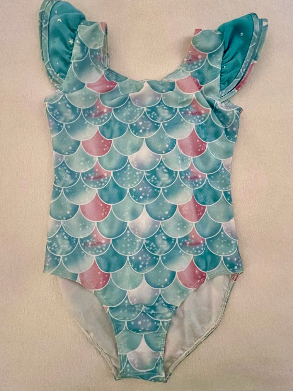 Mermaid Pattern Flutter Sleeve Leotard